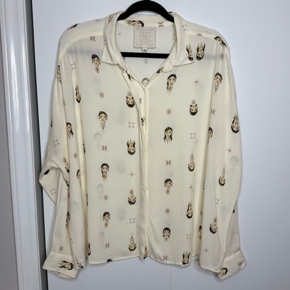 Johnny Was Schofield Button Down Shirt Faces Cream - Large - Picture 2 of 11